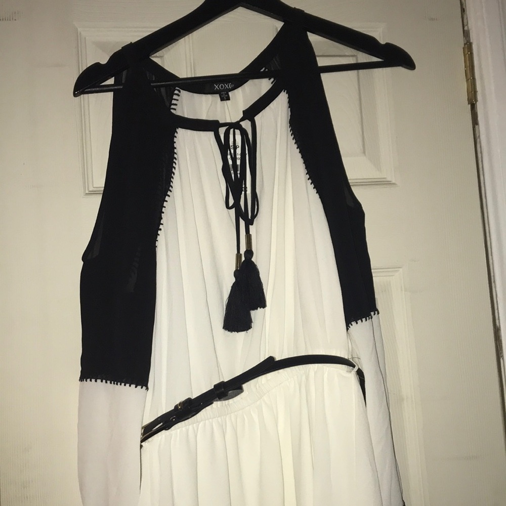 Black and white dress with tassels